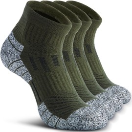 NSRRUN TURTLE Wool Compression Ankle Socks - Cozy Cushioned Hiking Running for Men Women - Thick Warm Durable, XX-Large, Green, 2 Pairs