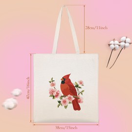 Louise Maelys Canvas Tote Bag for Women Cute Cardinal Aesthetic cotton bag Shopping Bags Women gift Reusable Grocery Bags