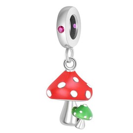 MEETCCY Mushroom Animal Charm 925 Sterling Silver Cat Cup Flower Christmas Birthday Charms for Women's Bracelets (Mushroom Pendant)