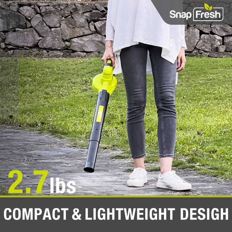 SnapFresh Cordless Leaf Blower - 20V Electric Leaf Blower with