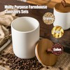 JOJUNO White Ceramic Canister Set with Wooden Lid, 3-Piece Airtight
