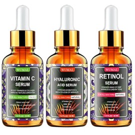 Set De 3 Sérums Faciales - Incluye Vitamina C, Retinol Y Ácido Hialurónico - Reafirmante, Iluminador E Hidratante - Revitaliza Tu Piel De Día Y De... 