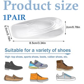 SSuirk Gel Heel Lifts, 2 CM Height Increase Insoles for Leg Length Discrepancy - Shoe Lifts for Women, Shoe Inserts Comfort Half Foot Pads for Heel Pain