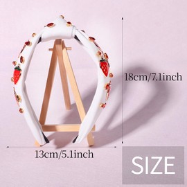 Summer Fruit Headbands for Women Girls, Summer Tropical Hairband with Strawberry Fruit Rhinestone Design Jeweled Knotted Headband Summer Beach Hair Accessories for Vacations Hawaiian Party 1PCS