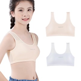 SophroniaTerri Junior Bra, 2-Piece Set, Sports Bra, Thin, Wireless, Girls, Half-Top, Fixed Cup, Soft, Breathable, Moisture Wicking, Non-Bad, High School Students, Club Activities, Daily, Middle
