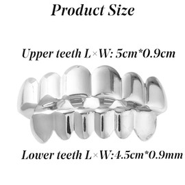 Silver Plated Tooth Hip Hop Tooth Grill For Teeth Mouth Hip Hop Mouth Grills For Men And Women, Joke Teeth Adult, Grillz