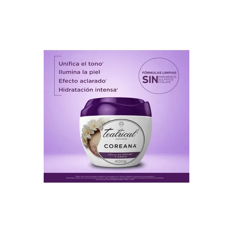 Teatrical Crema Piel Coreana Celulas Madre& Arroz 2pz