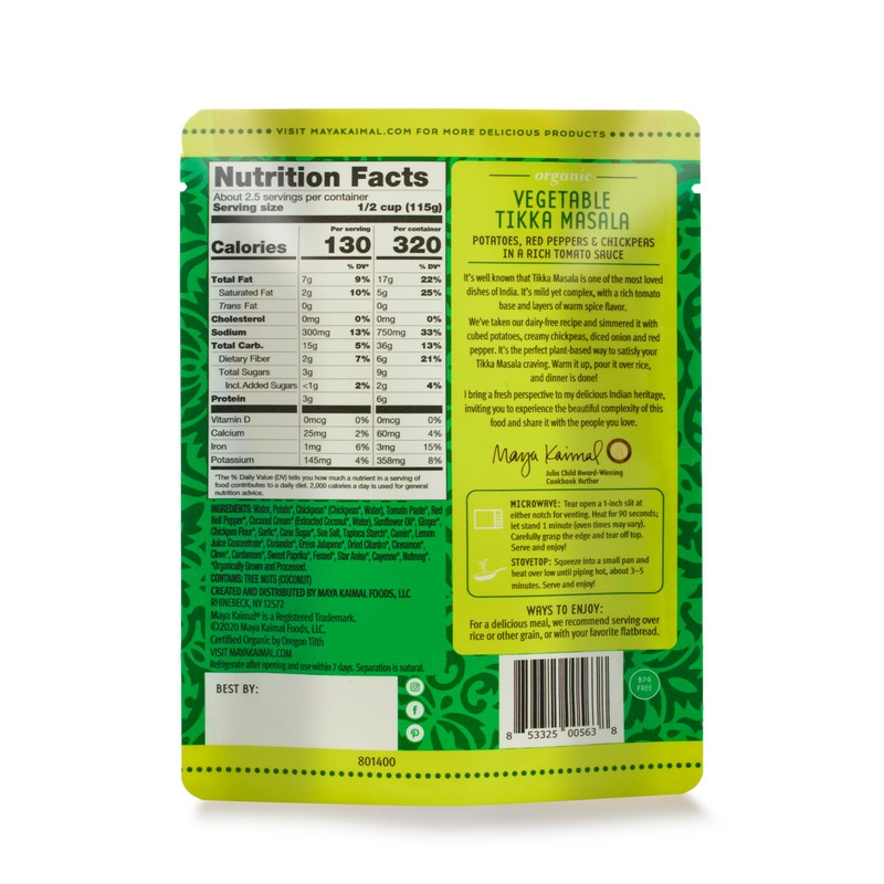 MAYA KAIMAL Organic Indian Vegetable Tikka Masala | 10oz (PACK