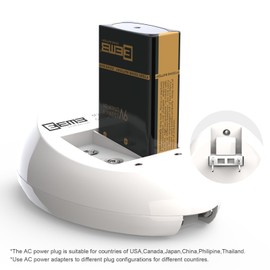 EEMB 9V Li-ion Battery Charger with Smart LED Indicators, 2-Pack 6F22 Rechargeable 9 Volt Batteries & 2-Bay Charger, Overcharge Protection, Dual Independent Charging (Only Charger)