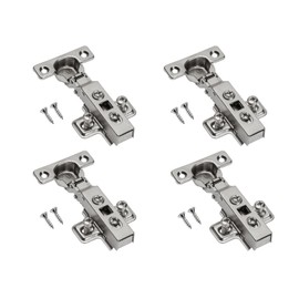 GTV - 4 x mini hinges with damping, pot diameter 26 mm - hinge corner stop - mounting plate H = 0 with Euro screws - silent closure - clip-on chain