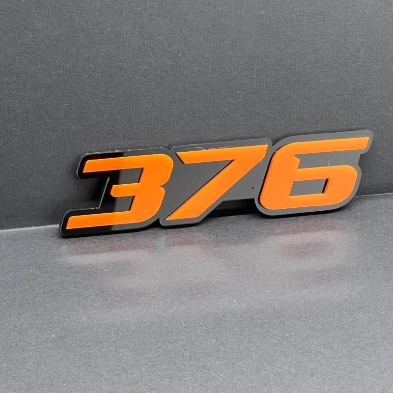 Emblem Badge 2x Orange Black 376 Hemi Emblems 376 Side