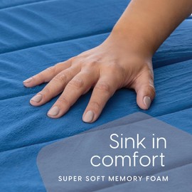 Milliard Memory Foam Floor Pillow, 22" Decorative Square Floor Cushion with Soft Washable Velour Ribbed Cover (Navy)