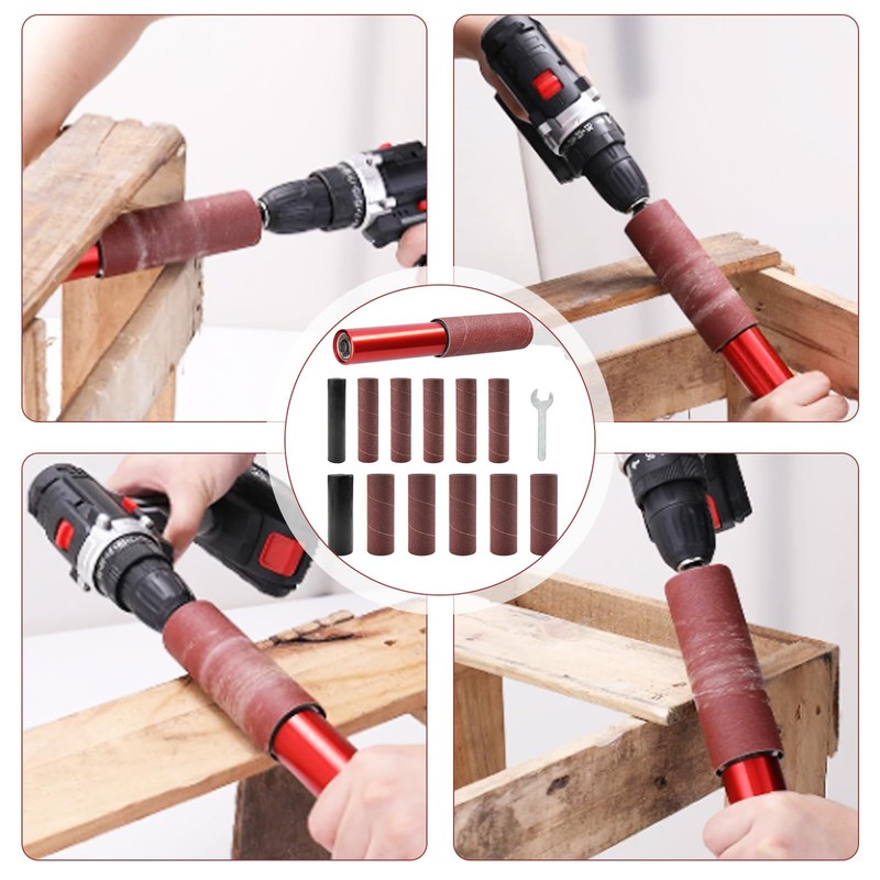 Rubber Sanding Drum Set, 1.5 Drill Grinding Arbor, Spindle Sander