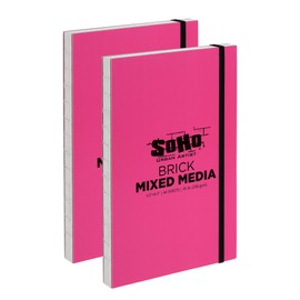 SoHo Urban Artist Brick Sketchbook Journals for Sketching, Drawing, Colored Pencils, Graphite, and More - Mixed Media 5.5"x8.5" (200 GSM, 40 Sheets) - 2 Pack