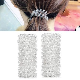20pcs Transparent Spiral Hair Ties No Crease Hair Coils Elastic Ponytail Holders Spiral Phone Cord Hair Ties Hair Bands Hair Accessory for Women Girls