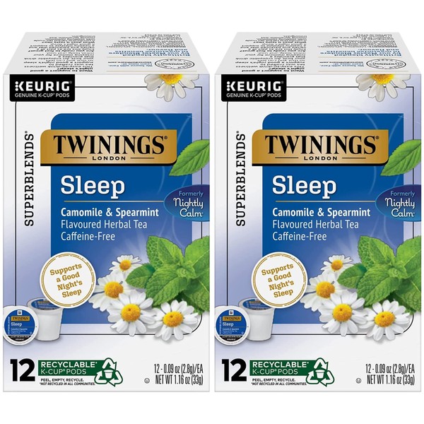 Twinings Sleep Nightly Calm Herbal Tea Keurig K-Cups, 12 Count (Pack of 2)