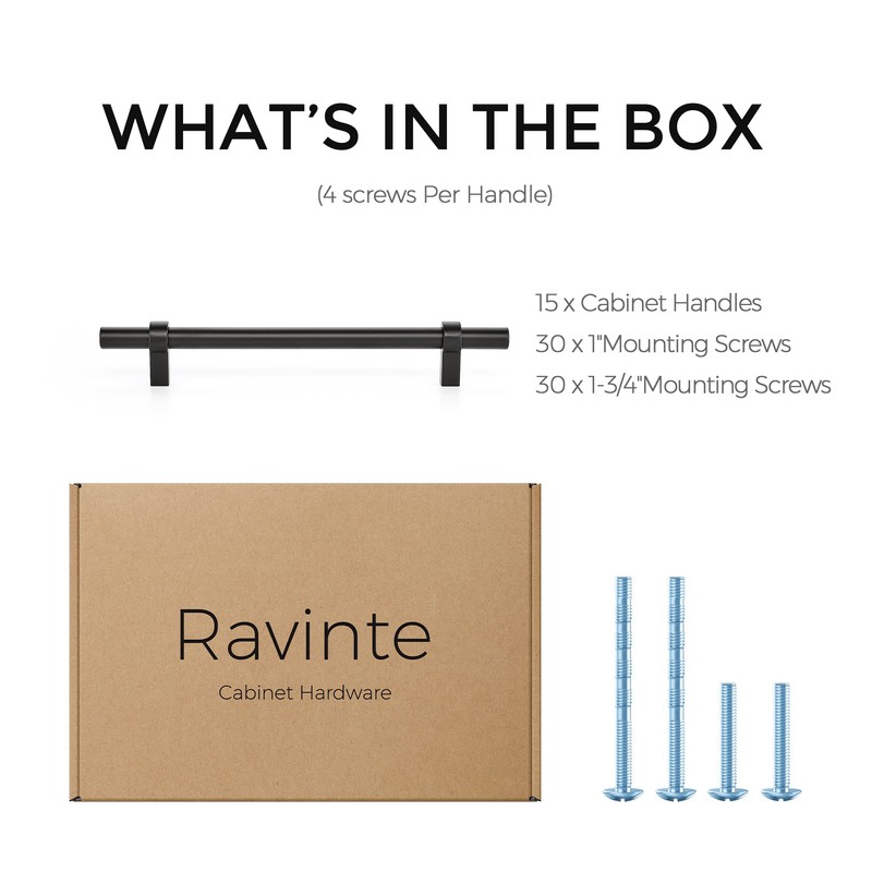 Ravinte 15 Pack 8-13/16 Inch Cabinet Pulls Matte Black Kitchen