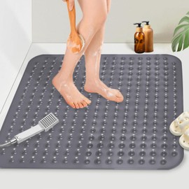 Mofonky Shower Mat Non Slip: 31 x 31 Inch Square Shower Mats for Inside Shower - Extra Large PVC Anti Slip Shower Matt