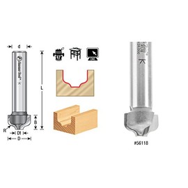 Amana Tool - 56122 Carbide Tipped Plunging Ogee Style A 5/64 Radius x 1/2 Dia x 3/8 x 1/4