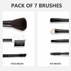 Eyebrow Brush Eyelash Separator Brow Comb & Spoolie Professional Eye Makeup Tools (7 Pieces Set) (black)