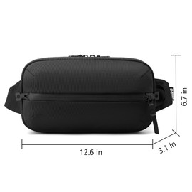 Adjustable Sling Bag for Men Women with Anti-theft Zipper,Multipurpose Crossbody Bags Chest Waist Belt,Water Resistant Fanny Pack Shoulder Hip Pack for Travel,Cycling,Work, Sport,Black