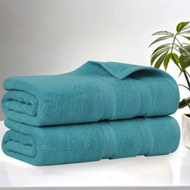 Superior Cotton Bath Sheet Set, Daily Use, Bathroom, Guest Room, Bath, Shower, Pool, Body, Home Essentials, Quality Soft Plush Absorbent Towels, Zero Twist, Smart Dry Collection, Set of 2, Turquoise
