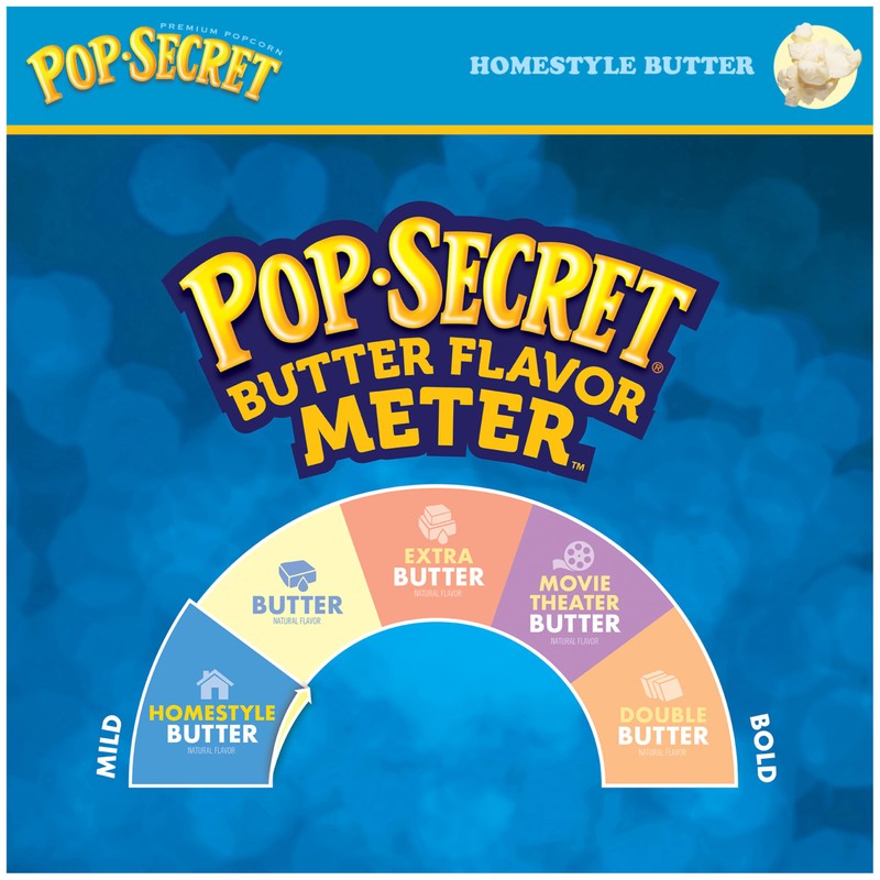 Pop Secret Popcorn, Homestyle Butter Microwave Popcorn, 3 Ounce (Pack