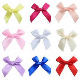 SYSUII Pack of 25 Small Satin Ribbon Bows for Crafts 5 x 5 cm Small Decorative Bow for DIY Crafts Wedding Christmas Valentine's Day Decoration Card Making - Gold