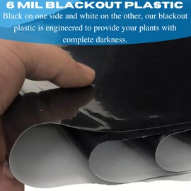VBS - Panda Film Light Deprivation Greenhouse Cover - 6 mil - 100% Blackout Tarp, Black White Plastic Sheeting, Green House Poly Film (32' x 25')