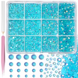 Blue Resin Jelly Rhinestones for Crafts, Flatback Gems for Diamond Art Flatback Resin Rhinestones Bedazzling Gems Kit for Nails Eyes Face Makeup Tumblers DIY