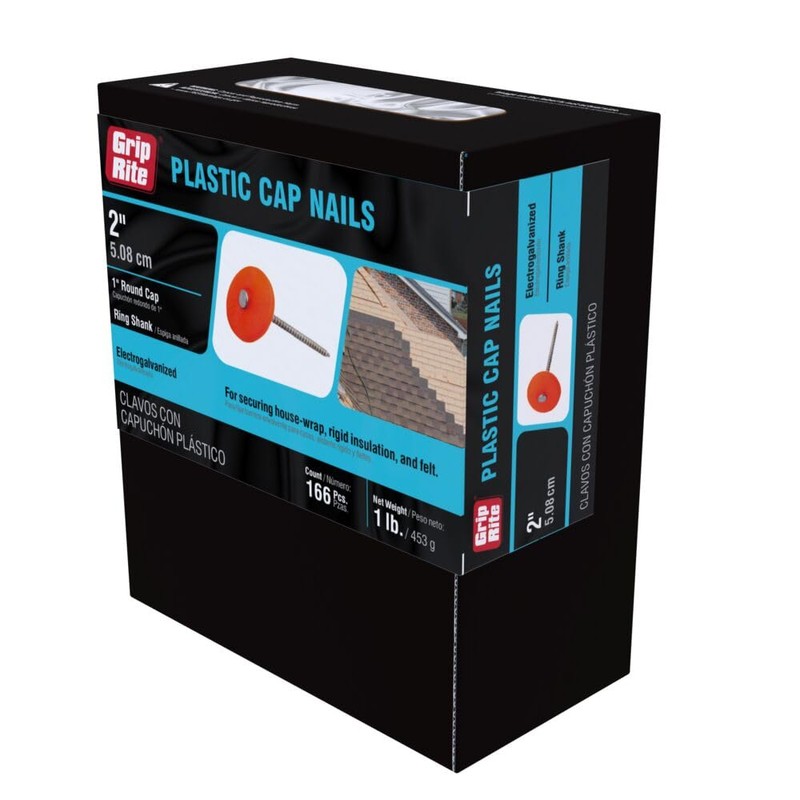 Grip-Rite 2 in. Roofing Vinyl Steel Nail Cap Round 1