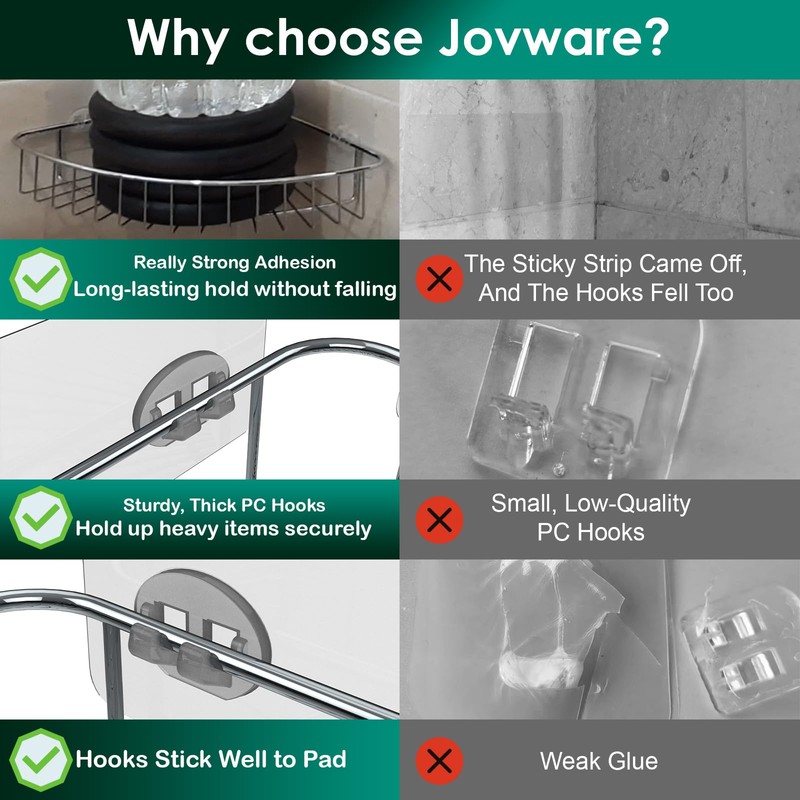 Jovware Shower Caddy Adhesive Replacement Stickers Sticker Shelf Basket Strips