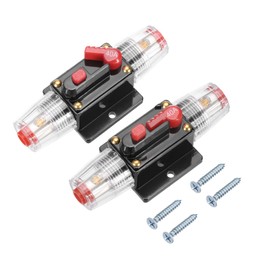 DMiotech 2 Pack 40A Circuit Breaker, 12-24V DC Automotive Inline Fuse Holders Inverter with Manual Reset Button & Screws for Marine Boat Audio System Overload Protection