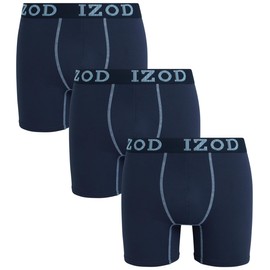 IZOD Men's Boxer Briefs - 3 Pack Soft Stretch Performance Boxers for Men with Comfort Pouch - Casual Boxers for Men (S-XL), Size Medium, Navy Blazer