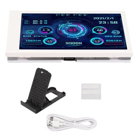 Computer Temp Monitor, 3.5 Inch PC Temperature Display PC CPU Hard Disk Data Monitor with Stand, PC Sensor Panel Display Temperature Monitor for Computer Case (White)
