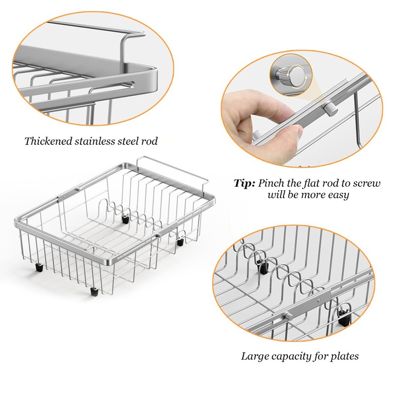 Homics Expandable in Sink Dish Drying Rack, Adjustable Capacity (10.5''-16'')