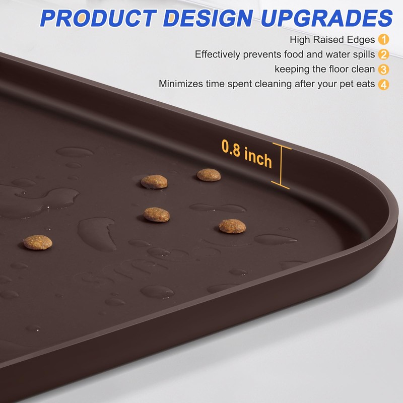 SMILOOL Silicone Pet Feeding Mat with Raised Edge for Food