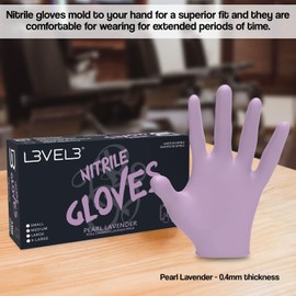 L3 Level 3 Nitrile Gloves - Professional Heavy Duty Disposable Gloves - 100 Pack Pearl Lavender/Small