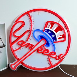 AHlove Neon Signs for Wall Decor，Baseball Team Neon Lights for Bedroom，LED Signs Suitable for Man Cave，Birthday、Father's Day and Christmas Gifts for Man 13 * 15Inch