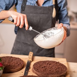 Manual Whisk Egg Beater, Stainless Steel Anti Hand Push Egg Beater Manual Blender Rotatable Egg Beater Whisk Hand Semi Automatic Egg Whisk for Home Kitchen Tool