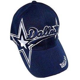 RMW Dallas City Navy Blue Fully Embroidered Hat Cap Cowboy Star Adult Men's Adjustable