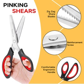 Pinking Shears for Fabric Cutting, Taotree 9.5" Sewing Scissors, Zig Zag Craft Scissors Decorative Edge, Fabric Sewing Supplies, Professional Handheld Dressmaking Arts Crafting Scrapbooking Supplies