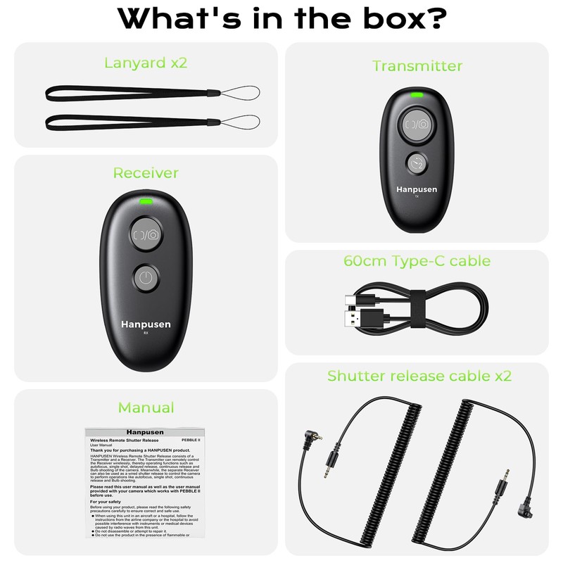Hanpusen Rechargeable Camera Remote Shutter Release for Canon