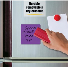 12 Pack Dry Erase Stickers, 4" x 4" Size, Assorted Colors, Easy to Remove Peel and Stick Vinyl Decals for Organizing, Color Coded Labeling of Household or Classroom Items, by Better Office Products