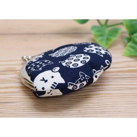 Keisuu Purse Purse Coin Purse Coin Case Cat Unisex (Adult), Navy Blue, 2.6 inches (9.5 x 8.5 cm)