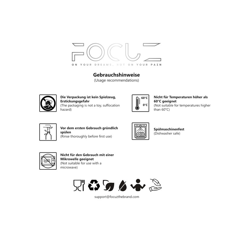 Focuz® Motivational Bottle 1 L [Black] with Motivational Time Marking,