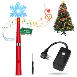 Wireless Remote Control Outlet, Magic Light Wand for Christmas Tree Lights and Home Decoration Lights, Remote Light Switch with Music, Christmas Gift for Kids/Friends/Family, Red