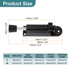 sourcing map 2 Pack Kickdown Door Stop, Spring Loaded Telescopic Door Stopper, Adjustable Door Locks Holder for Distance from The Ground 25mm/0.98", Black