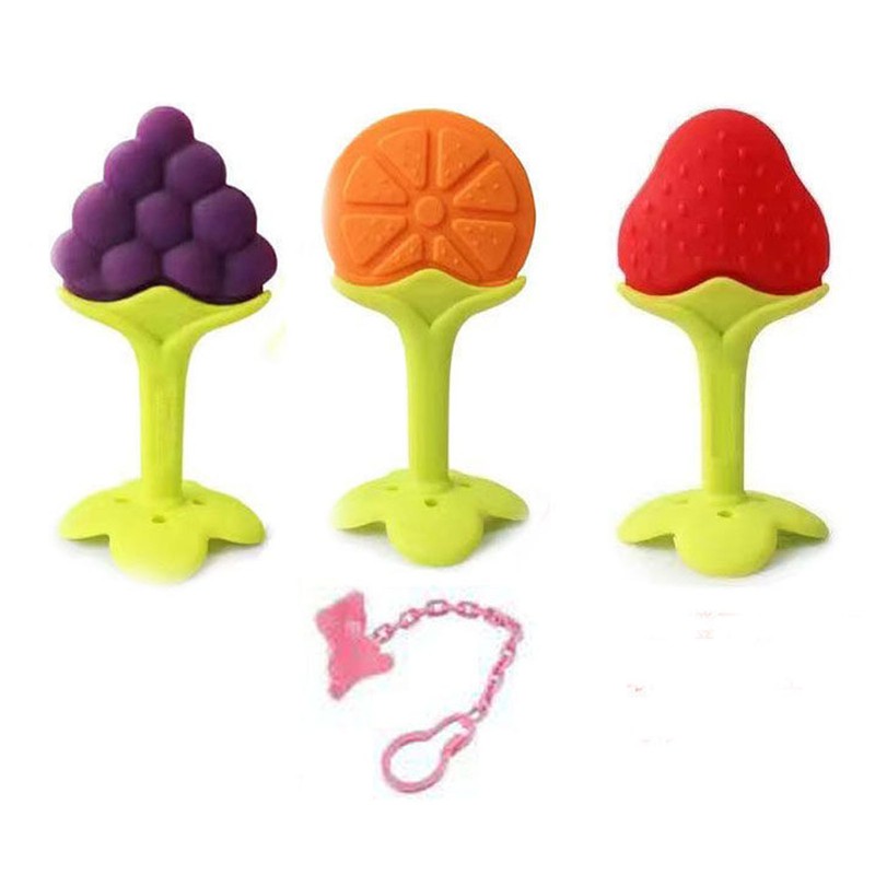 Baby Teething Toys Soothe Gums Silicone Fruit Shape Bright Color