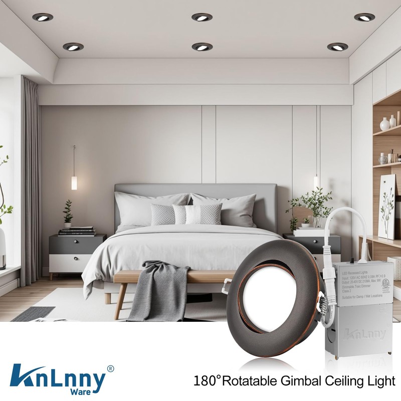 KnLnny Ware Oil Rubbed Bronze 4 Inch recessed Light,dimmable,6 Pack,5CCT